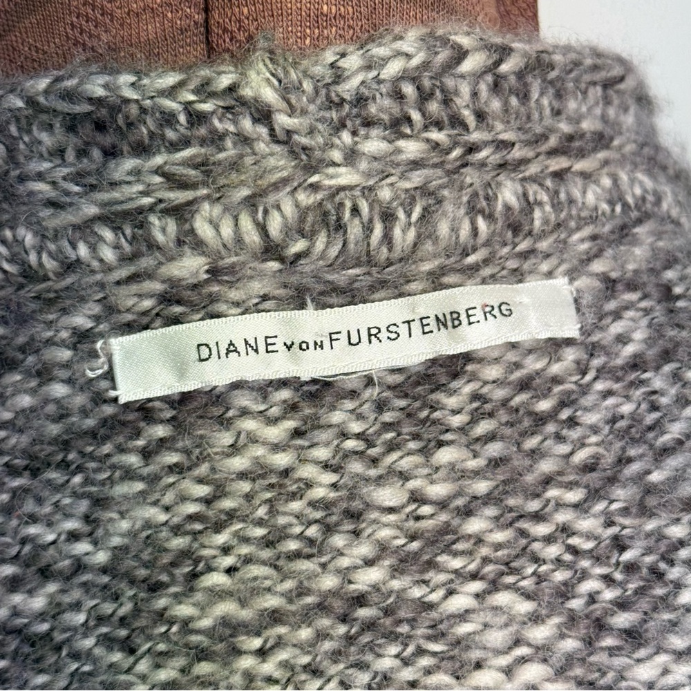 Diane Von Furstenberg Long Wool Chunky Sweater Cardigan Wrap - Picture 11 of 15